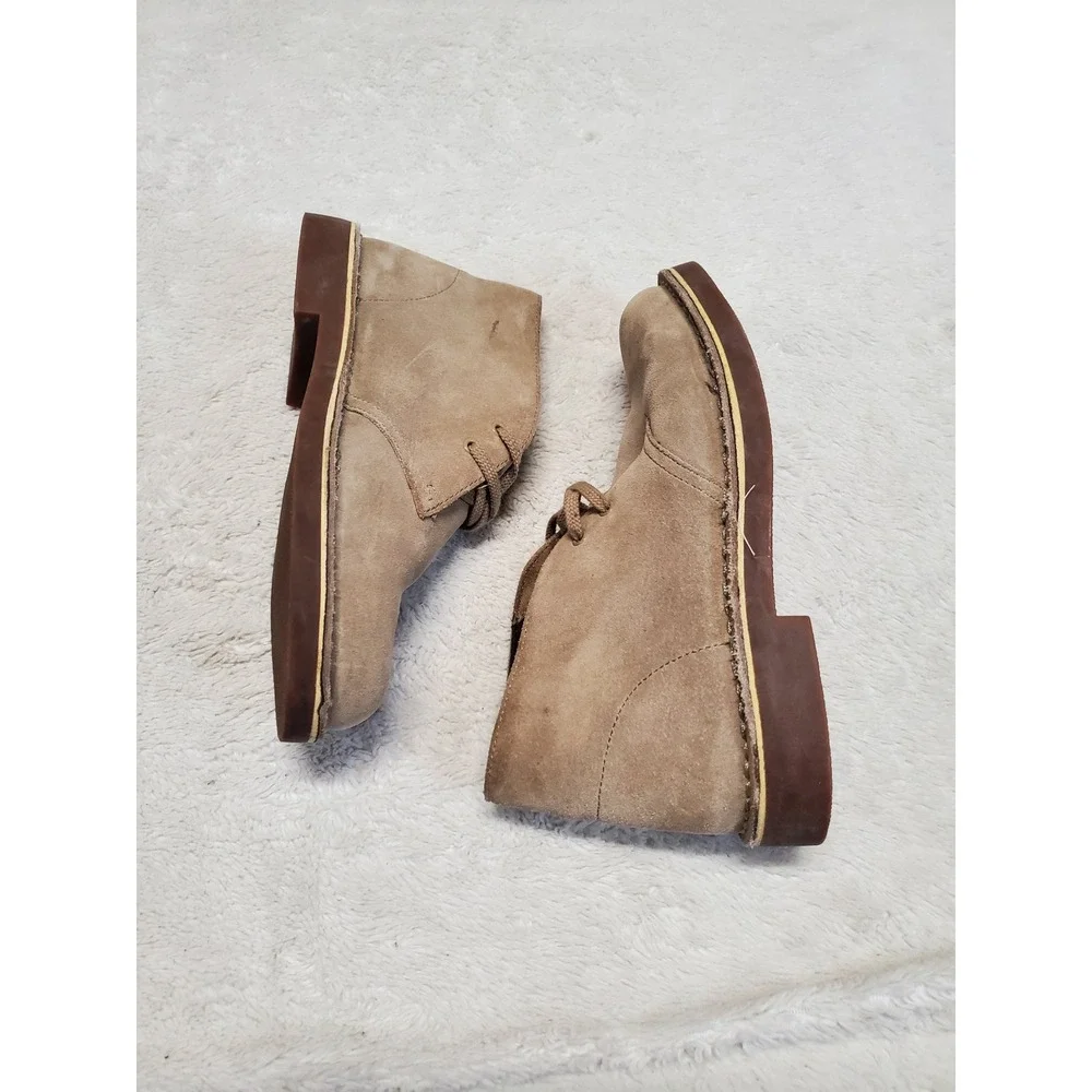 Clarks Beige Sand Tan Suede Leather Laces Chukka Boot Dress Shoes 6.5 Classic